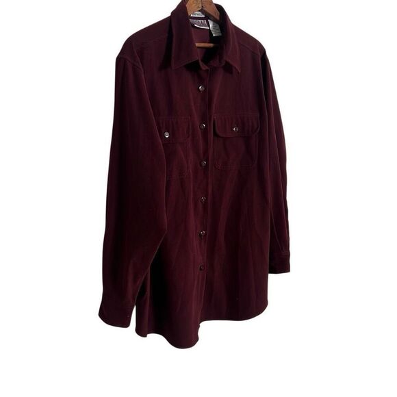 Bill Blass Stretch Pockets Long Sleeve Button Down Shirt Maroon Size Large - Picture 3 of 8